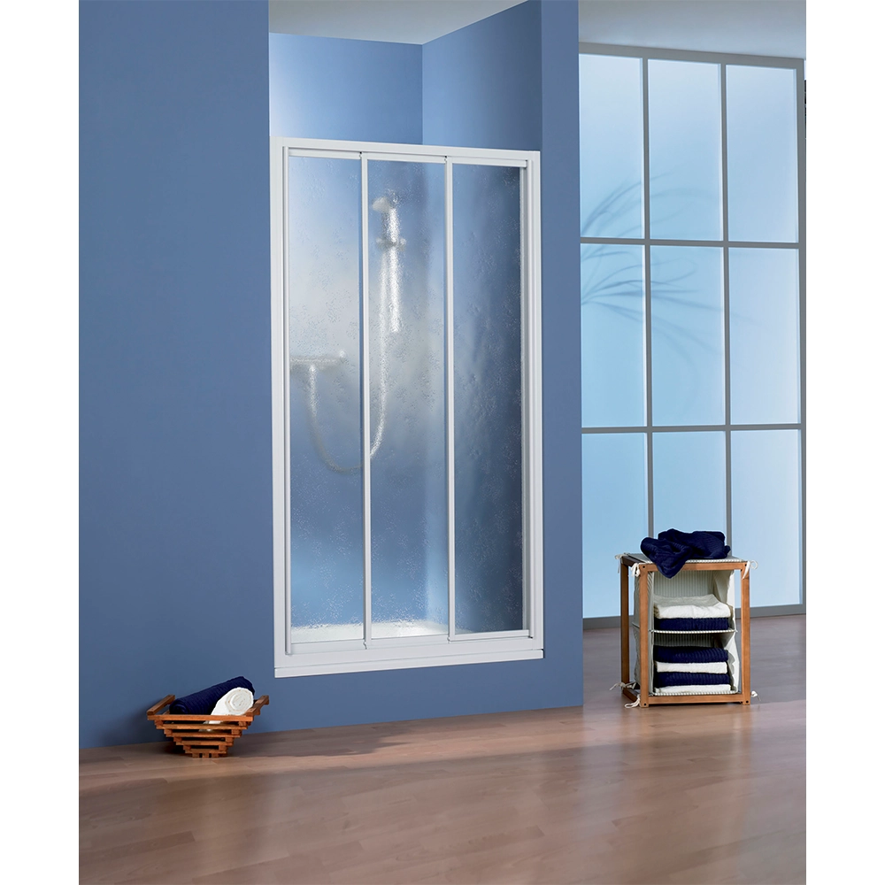 HSK Prima Schiebetür Gleittür für Nische 3-teilig weiß-100 x 175 cm
