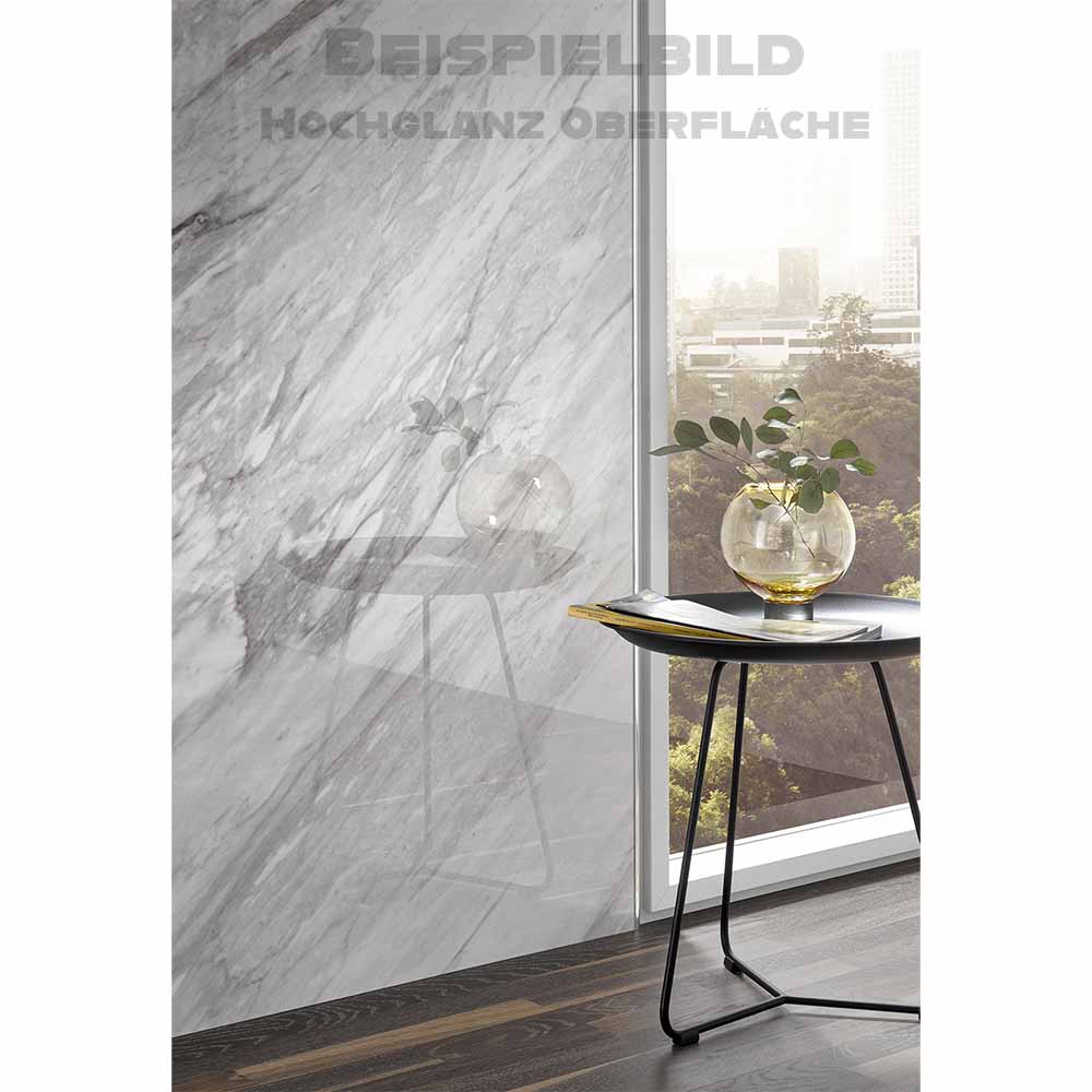 HSK RenoDeco Wandverkleidung | Designplatten | Hochglanz-Oberfläche 150 x 255 cm Marmor, Classico-Weiß (773)