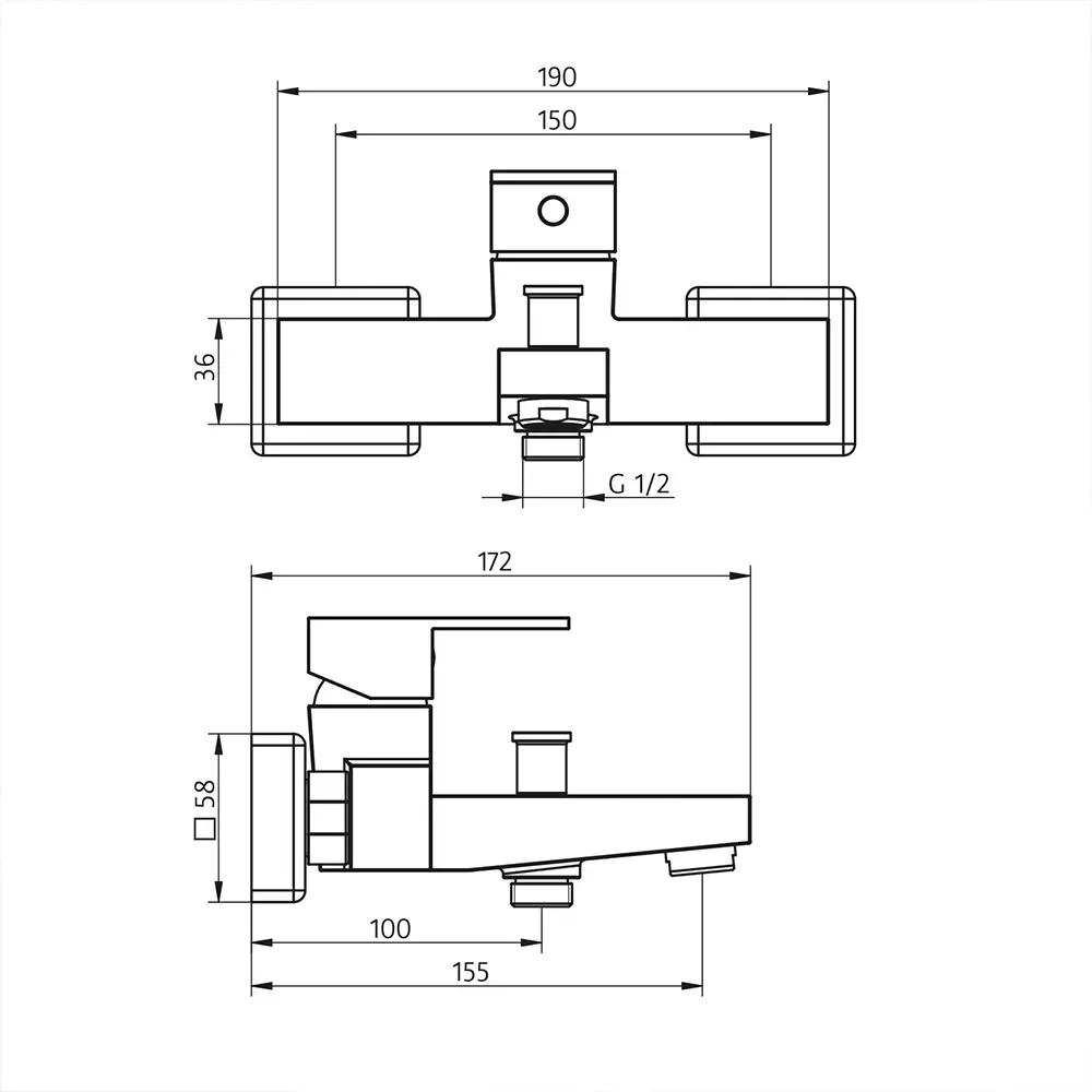 HSK 3.09 Komplett-Set für Badewanne Eckig