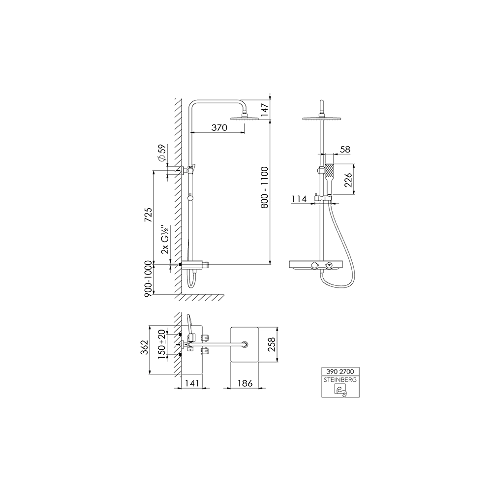 Steinberg Serie 390 Duschsystem Brausenset Schwarz-matt Steinberg Serie 390 Duschsystem Brausenset Schwarz-matt