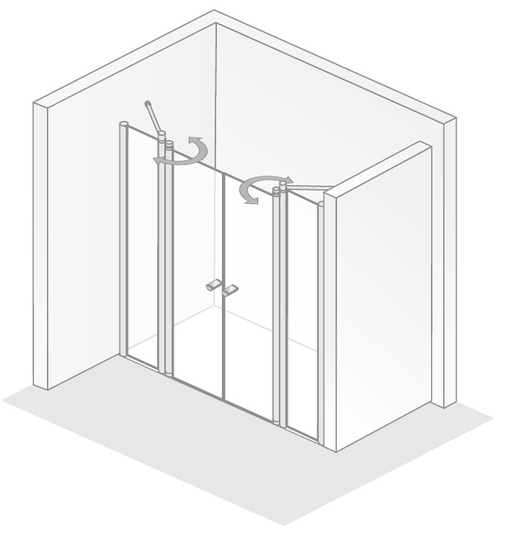HSK Exklusiv Duschabtrennung Nische 4-teilig 120x200cm Mattglas-Chrom-optik-Knopfgriff HSK Exklusiv Duschabtrennung Nische 4-teilig 120x200cm Mattglas-Chrom-optik-Knopfgriff