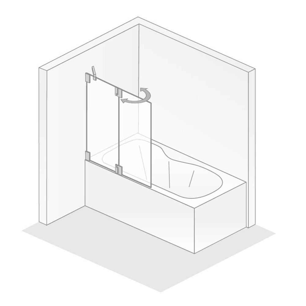 HSK K2.82 Badewannenaufsatz Pendelbar an Nebenteil Linksanschlag-Mattierung mittig