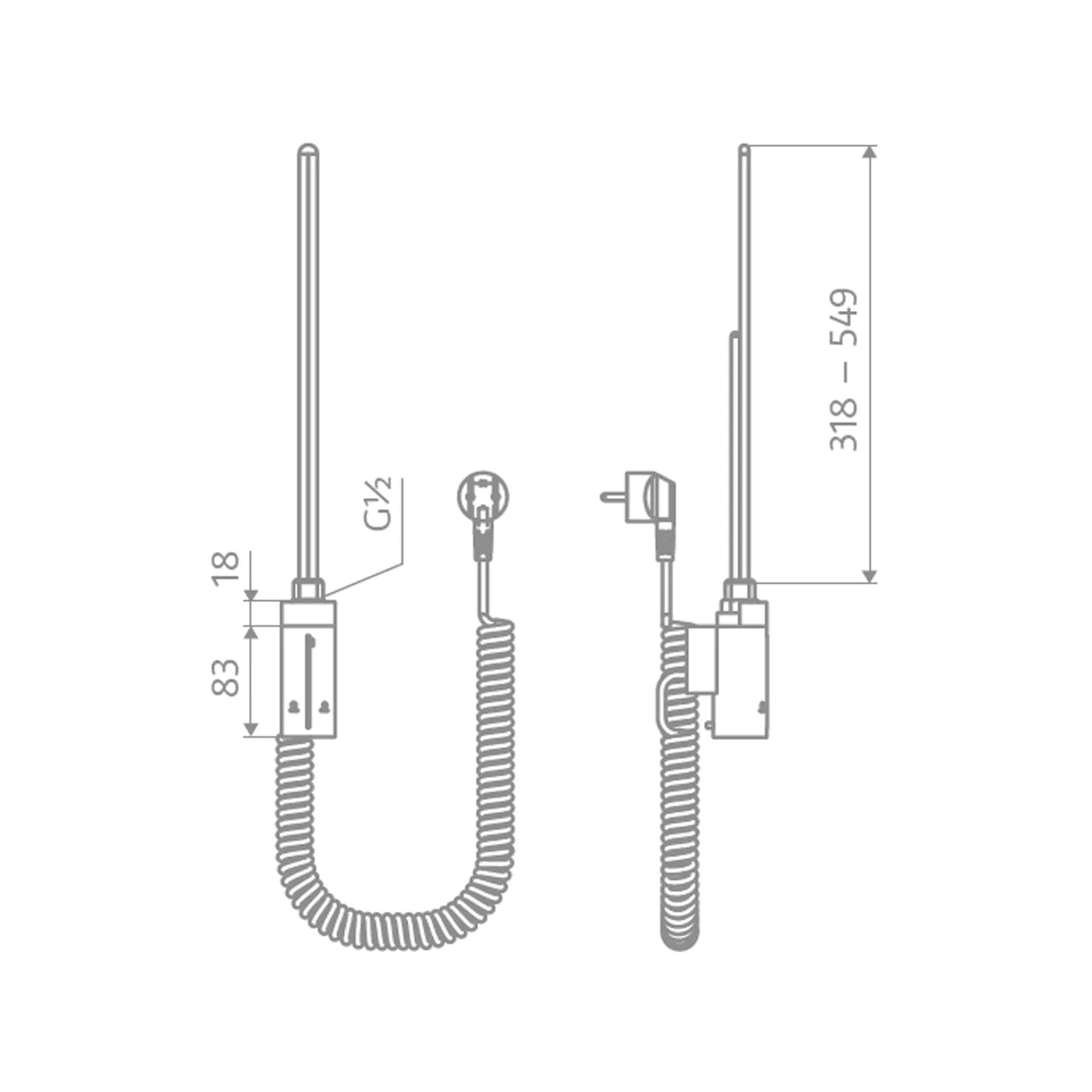 HSK Heizstab 6 Smart WLAN Heizstab für Badheizkörper in Schwarz und Weiß Skizze HSK Heizstab 6 Smart WLAN-schwarz-900 Watt