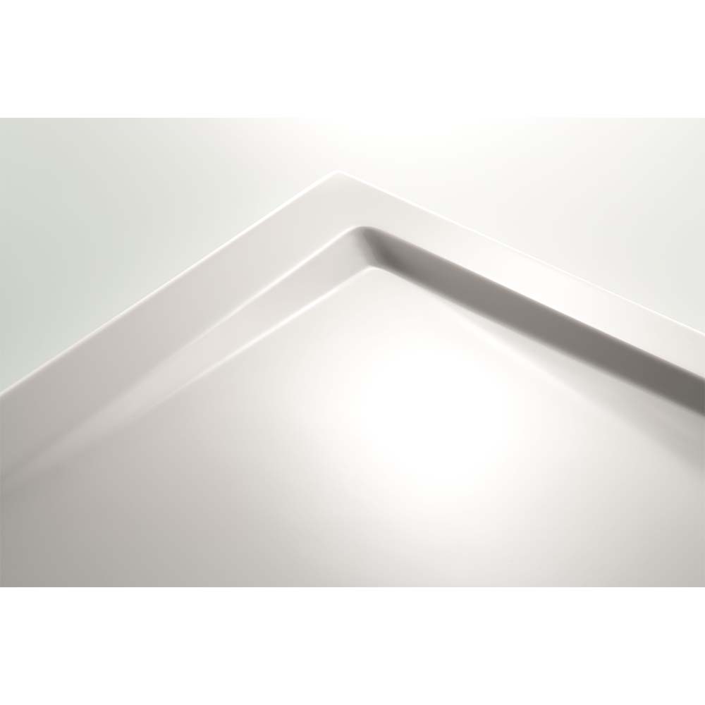HSK Acryl Duschwanne - rechteckieg - mit intigrierter Ablaufrinne schmal - superflach 90 x 100 cm weiß mit Aquaproof-Dichtset ohne AntiSlip-Beschichtung