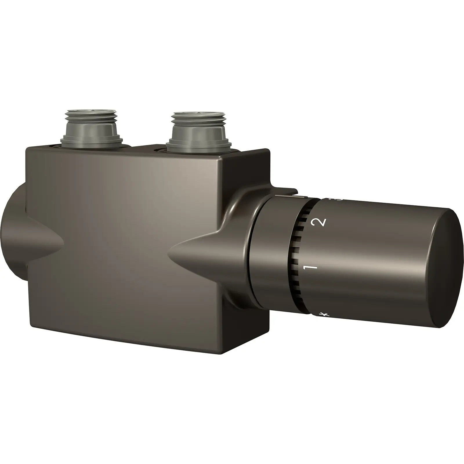 HSK  Universal Multiblock Kompaktventil Mittelanschluss Eck- Durchgangsform gunmetal-gebürstet
