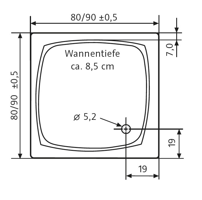 HSK Acryl Duschwanne, flach - 80 x 80 cm-weiß-mit Dichtset HSK Acryl Duschwanne, flach - 90 x 90 cm-manhattan-mit Dichtset-mit AntiSlip-Beschichtung