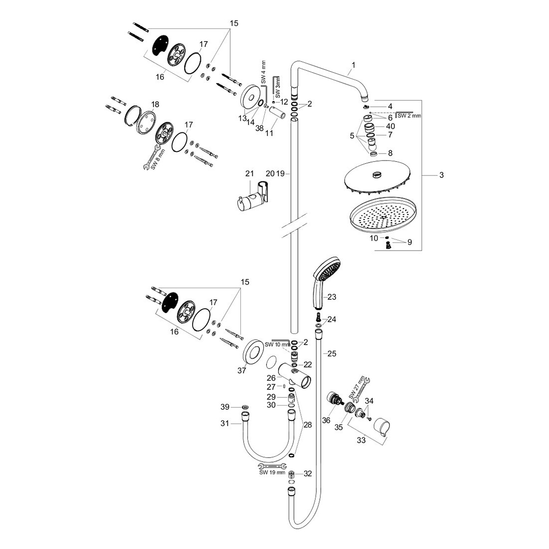 Hansgrohe Showerpipe Croma 220 Reno Chrom