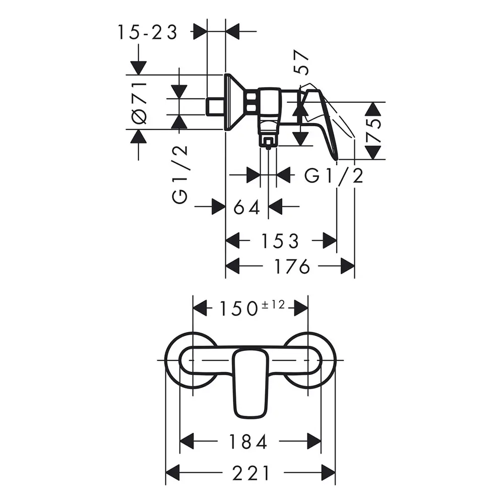 hansgrohe Brausenmischer Aufputz Logis ohne Brausegarnitur hansgrohe Brausenmischer Aufputz Logis ohne Brausegarnitur