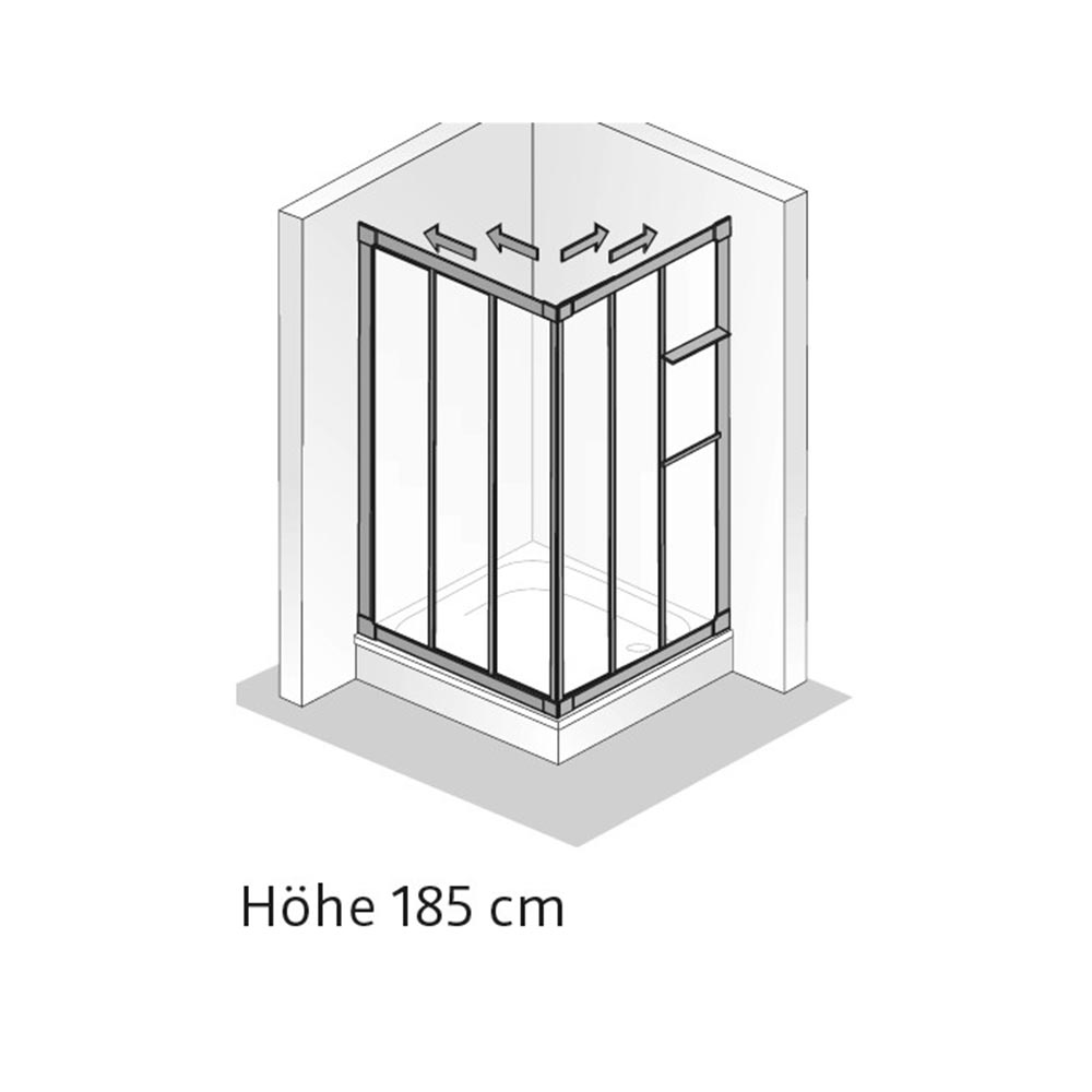 HSK Favorit Duschkabine Schiebetüren Eckeinstieg 3-teilig - Echtglas Alu Silber-matt-Klar Hell-ohne Beschichtung