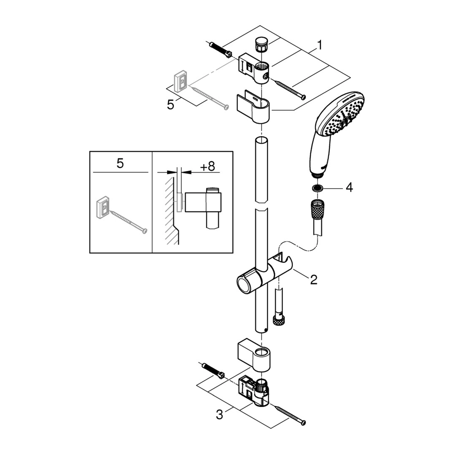 GROHE Tempesta 110 Brausestangenset 900mm-2 Strahlarten