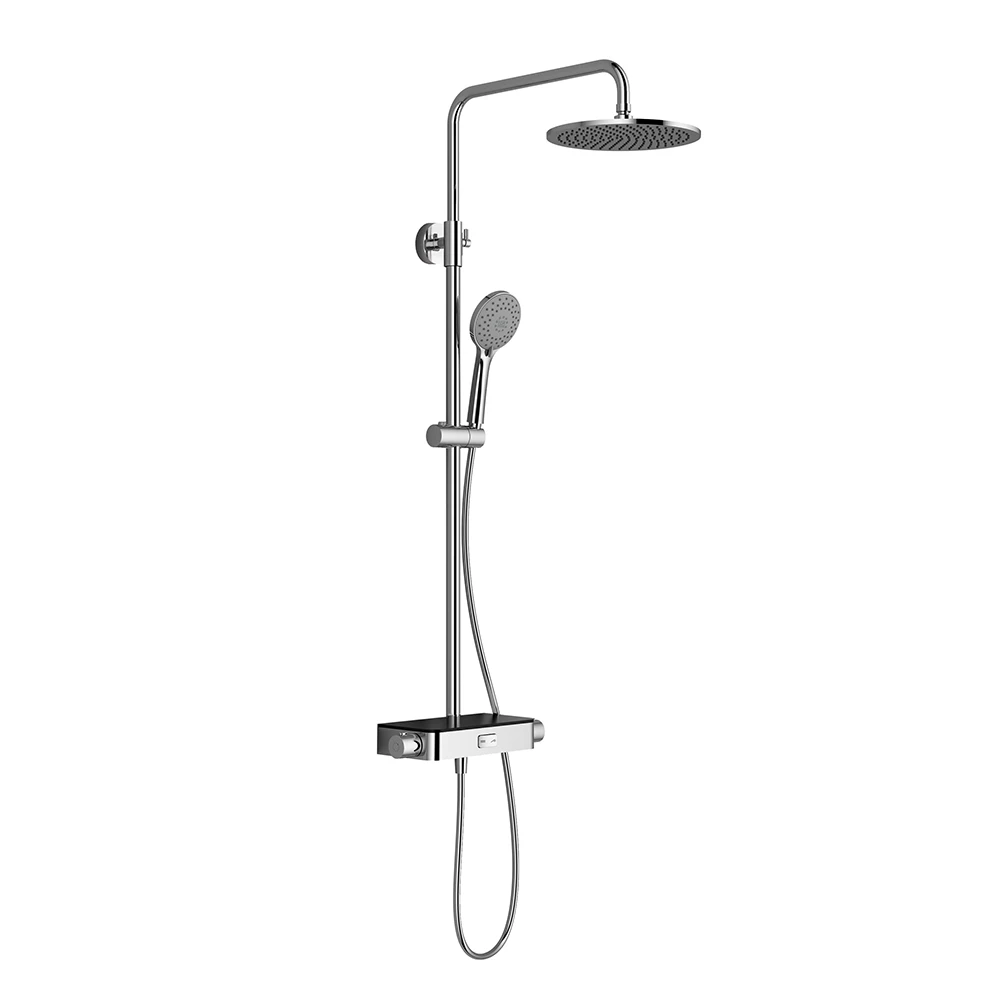 HSK Duschsystem RS 200 AquaSwitch Rund Ablage weiß-Kopfbrause superflach ø 300 mm-Designhandbrause Rund
