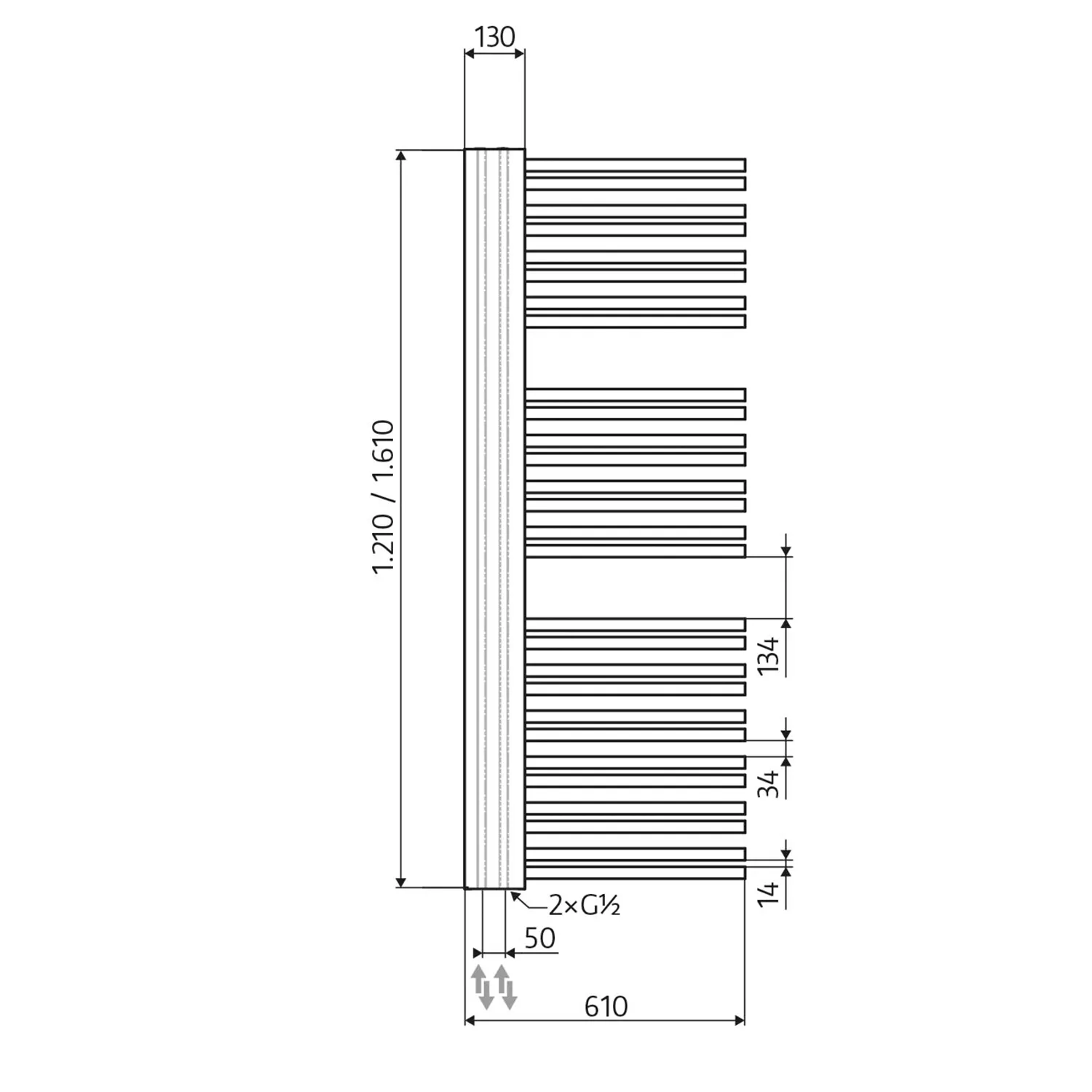 HSK Badheizkörper Softcube seitlich offen rechts 610x1210 HSK Badheizkörper Softcube seitlich offen rechts 610x1610 kupfer