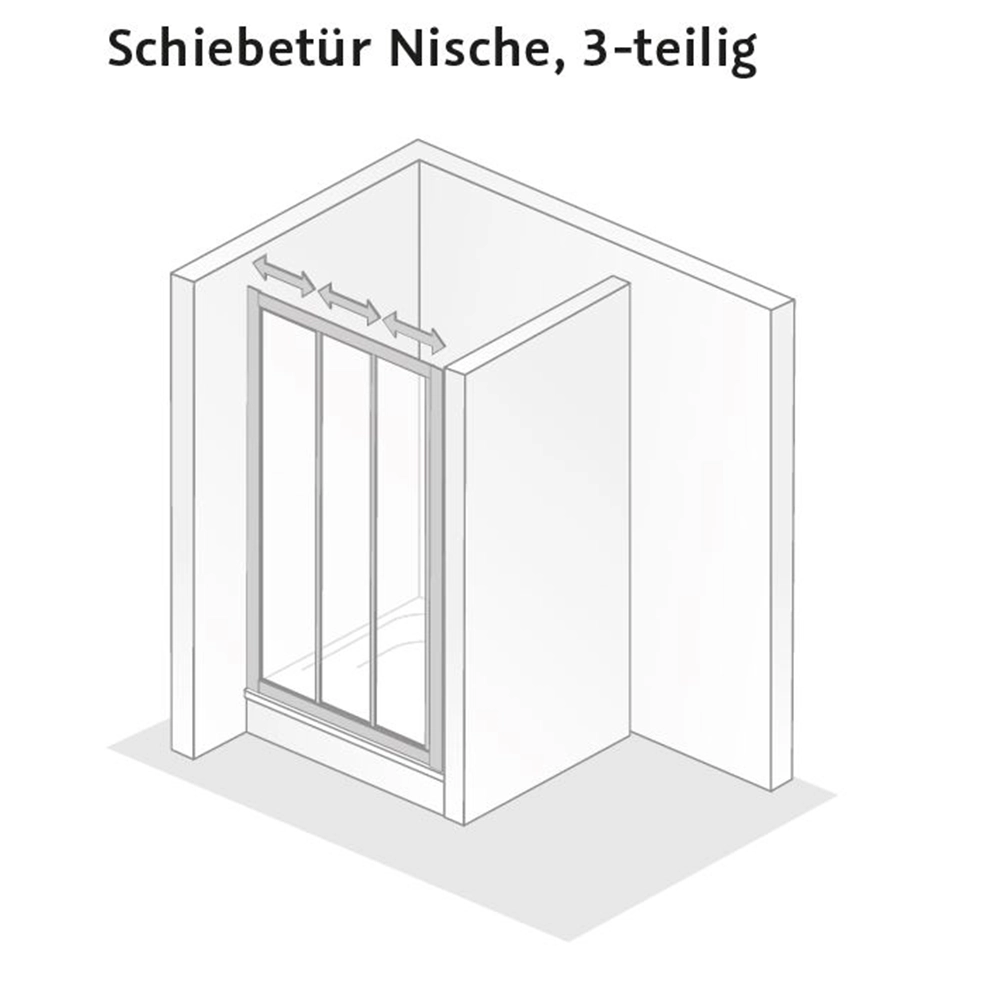 HSK Prima Schiebetür Gleittür für Nische 3-teilig weiß-100 x 175 cm