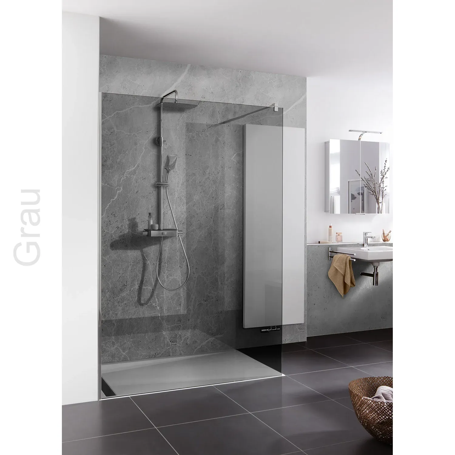 HSK Aperto PRO Pendeltür Nische-Breite 120cm-RA-mit EGB-Grau-Gunmetal gebürstet