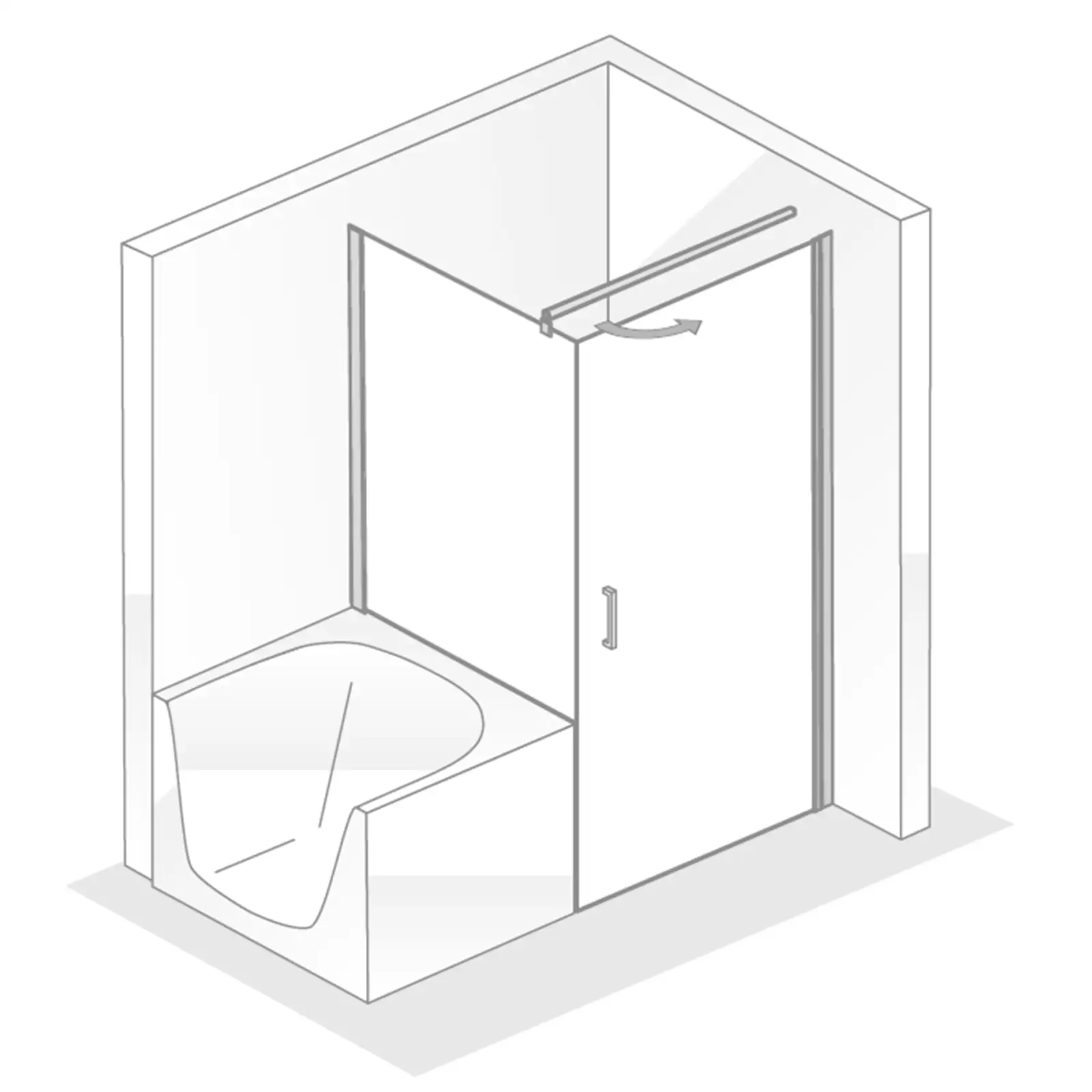 HSK Duschkabine Favorit Nova Drehtür mit verkürzter Seitenwand 90x90 cm-RA-Chrom-optik-Mattglas-mit EGB