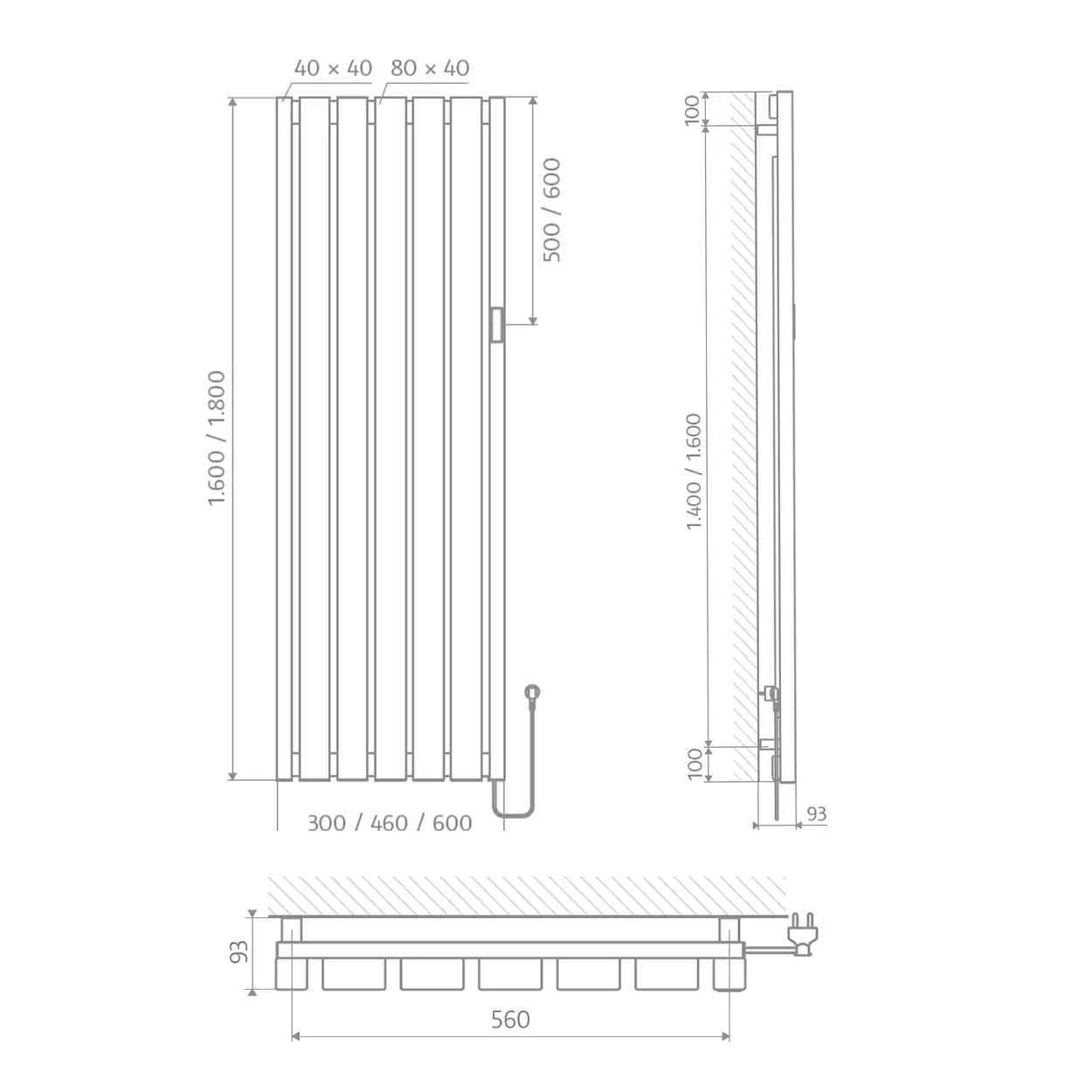 HSK Baro-E Elektro-Designheizkörper 1600x300-500 Watt-weiß HSK Baro-E Elektro-Designheizkörper 1800x600-1600 Watt-kupfer