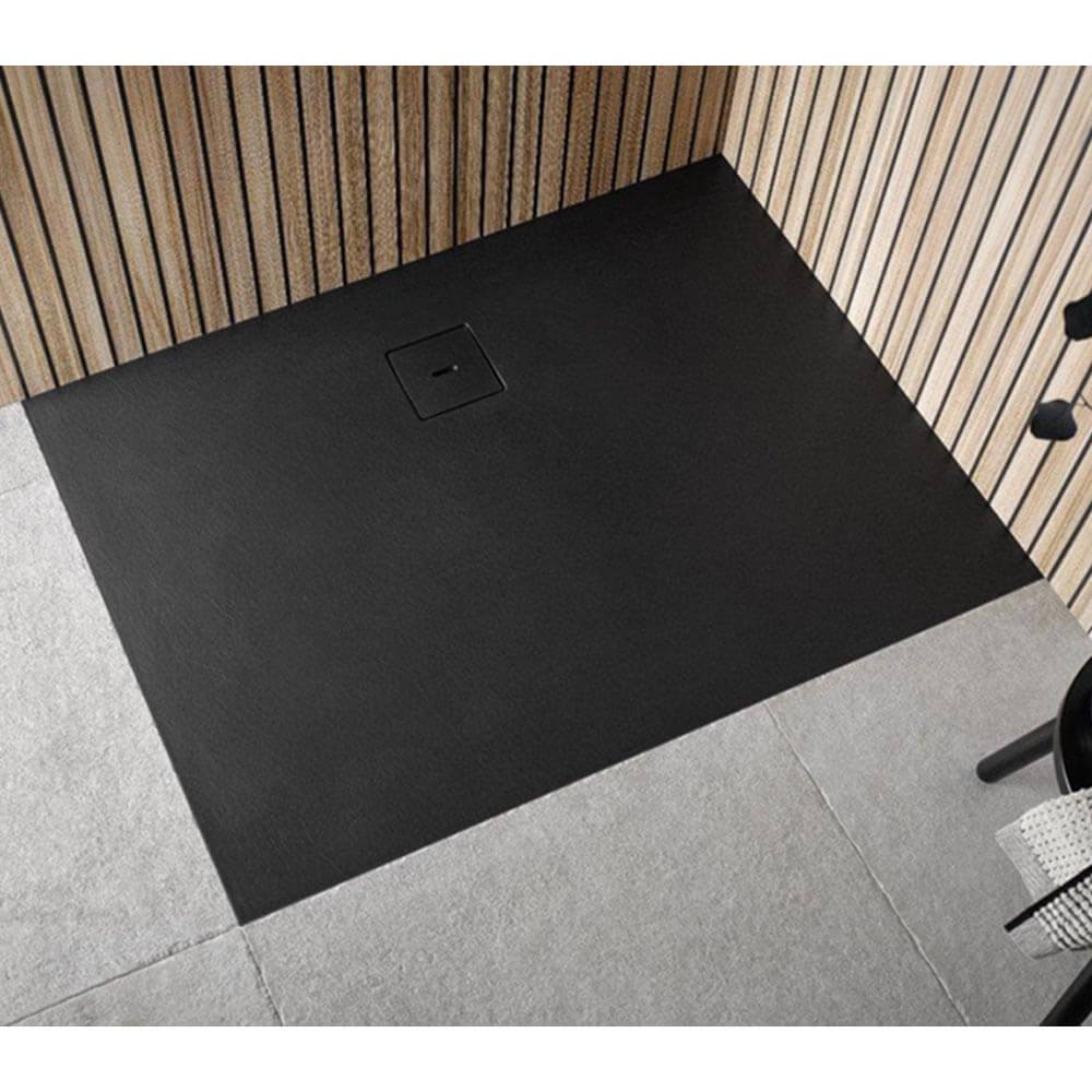 HSK Marmor-Polymer Rechteck Duschwanne Steinoptik 80 x 100 cm-anthrazit-ohne AntiSlip-Beschichtung