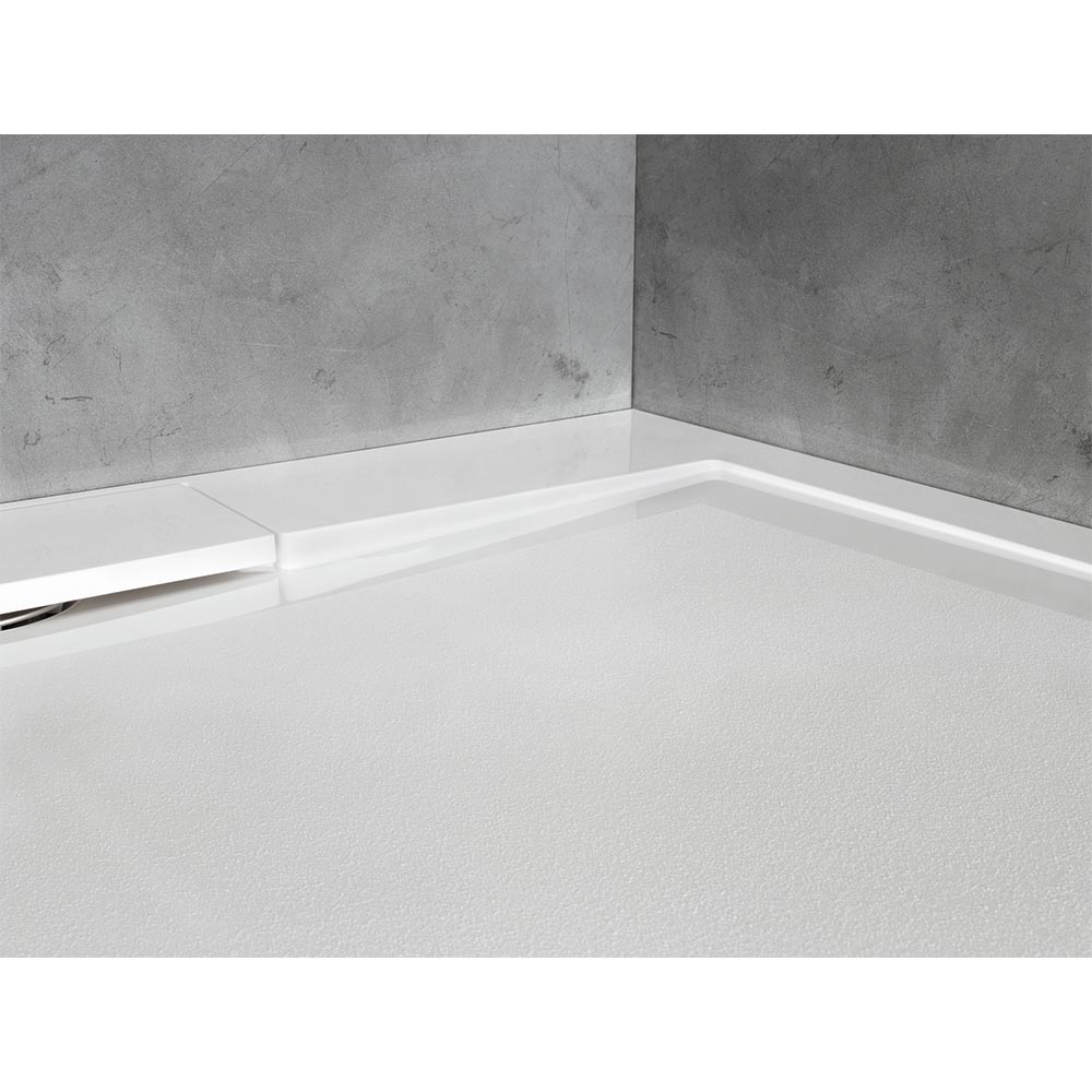 Marmor-Polymer Duschwanne superflach mit Randablauf-Rechteck-90 x 120 cm-mit AntiSlip-Beschichtung-mit Aquaproof-Dichtset