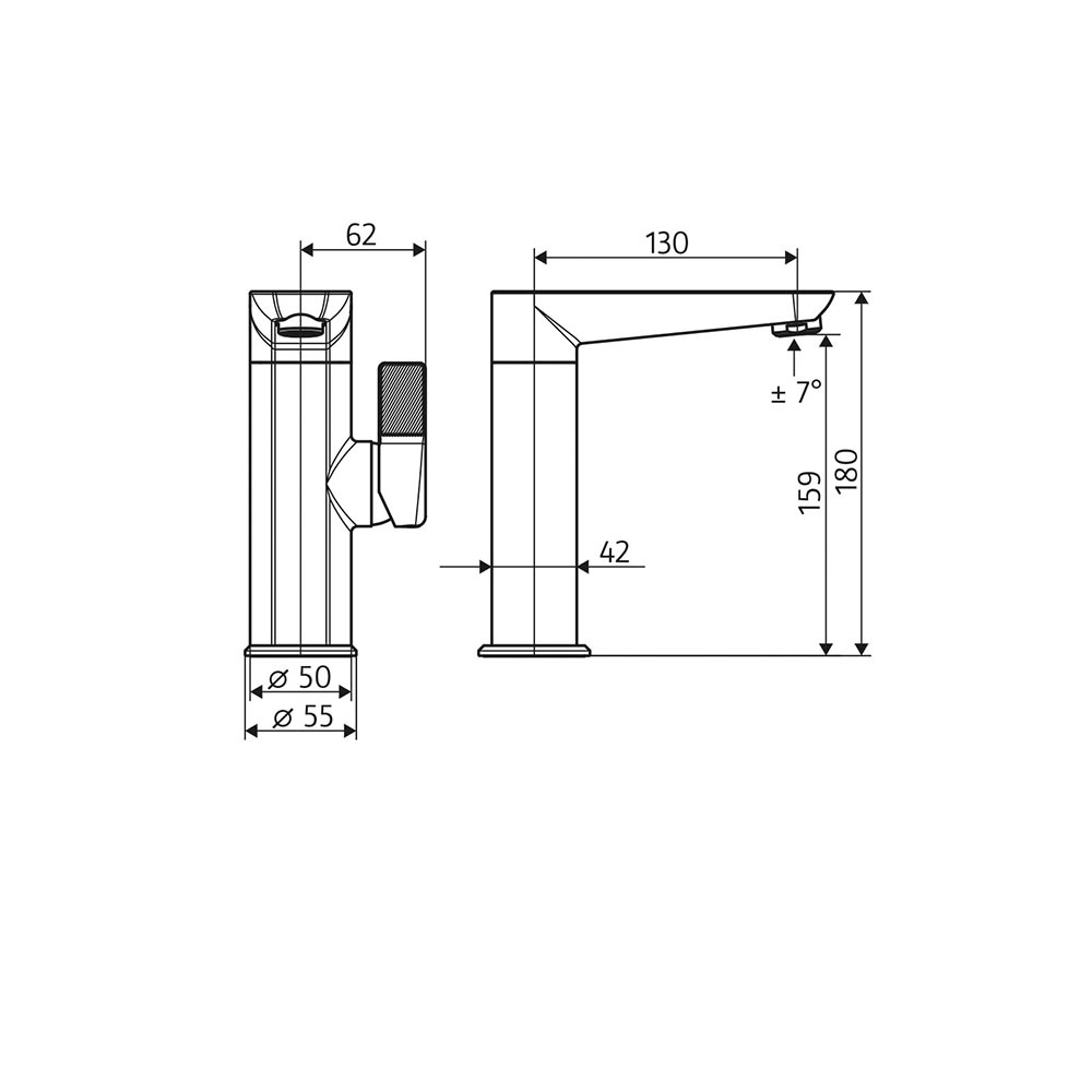 HSK Waschtisch-Einhebelmischer AQUAXPRO - Chrom HSK Waschtisch-Einhebelmischer AQUAXPRO Skizze_1100700 chrom