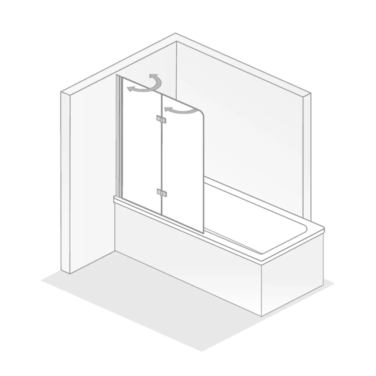 HSK Badewannenaufsatz Favorit Nova 2-teilig pendelbar 114x140cm-LA-Chrom-optik-Linea 02-mit Edelglasbeschichtung