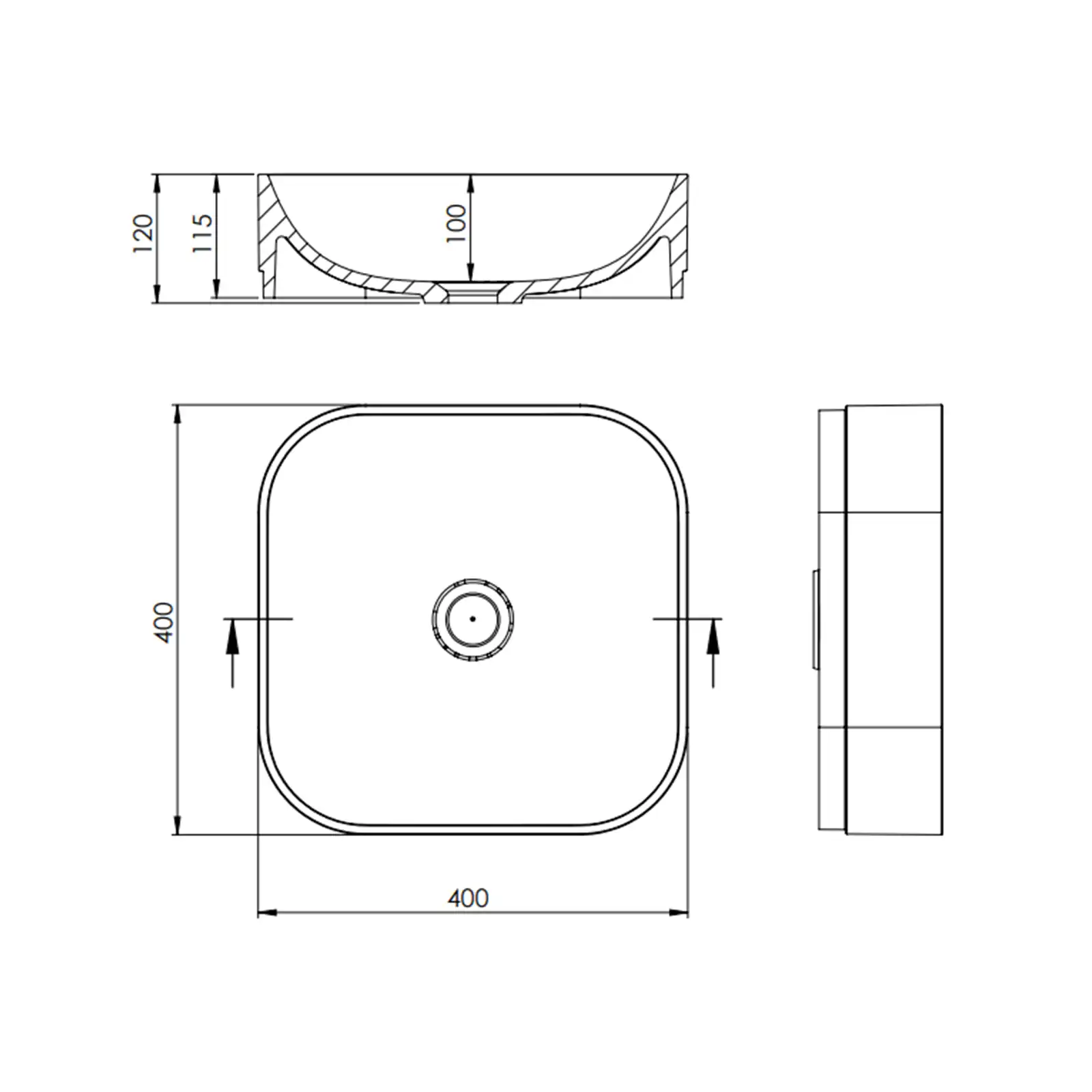 Schröder Calea Comfort Aufsatzwaschtisch 40 × 40 cm – Schneeweiß Matt